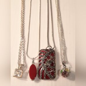 Elegant Red and Silver Pendant Necklace